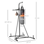 2 i 1 Boxningsstation med Stativ Komplett Träningsset med Boxningssäck och Boxboll Justerbar Höjd Svart 20 Kg