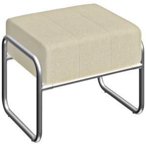 Sittpuff och Fotpall Tjockt Vadderad med Chenilletyg och Stålben för Sovrum Hållbar och Bekväm Beige Tyg och Metall för Hemmet Stabil