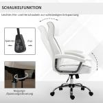 Ergonomisk Kontorsstol i Vitt Konstläder, Stilren Skrivbordsstol med Gungfunktion, Bekväm Arbetsstol för Hemmakontoret, Vit