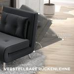 Sovstol Bäddfåtölj Svart av Sammet och Metall för Gäster Hopfällbar Stol med Sängfunktion och Kuddar 77 x 88 x 83 cm