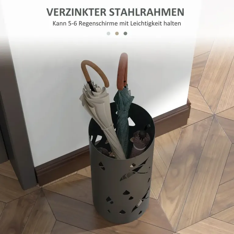 Paraplyställ Paraplyhållare Mörkgrå av Stål 17 x 41 cm