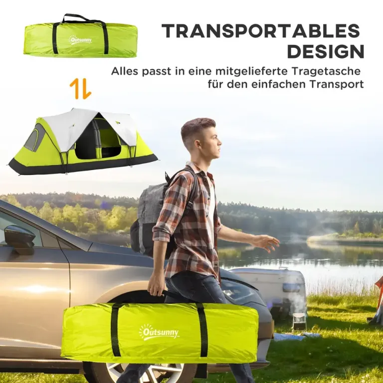 Campingtält Tunneltält för 8 Personer Grön av Polyester