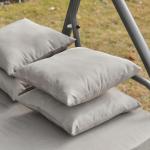 Lyxig Hammock med Liggfunktion, 3-Sitsig Trädgårdsgunga med Justerbart Tak, Bekväm Hängsoffa i Polyester för Uteplats, Brun, 215 x 120 x 165 cm