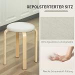 Set med 4 Stapelbara Stoppade Pallar med Lackerad Finish och Träben, Krämvit