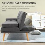 Bäddsoffa 3-Sits Soffa Mörkgrå av Tyg och Trä för Vardagsrum Scandi Design med Hopfällbart Bord och Mugghållare Lastkapacitet upp till 250 kg