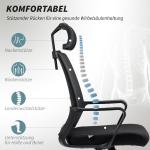 Kontorsstol Skrivbordsstol Ergonomisk Svart av Nät och Plast för Kontor Höj- och Sänkbar Snurrstol med Nackstöd och Armstöd