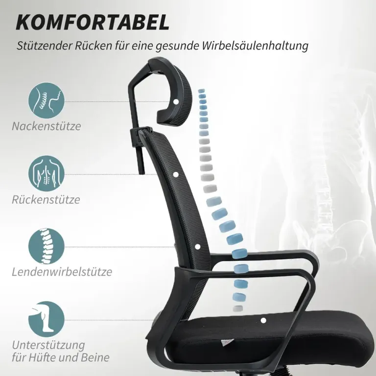 Kontorsstol Ergonomisk Svart av Nät