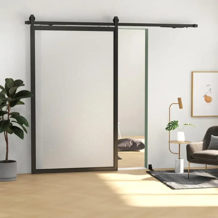 Skjutdörrsbeslag Dörrskena Svart av Kolstål 244 cm