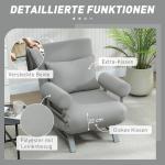 Bäddfåtölj och Vadderad Fåtölj som kan Omvandlas till Gästsäng för Vardagsrum Ergonomisk och Bekväm Ljusgrå Tyg och Metall för Hemmet