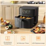 Hot Air Fryer, 8 L med 8 Program och LED-skärm, Svart