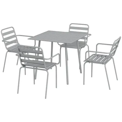 Trädgårdsmöbelset Matgrupp Ljusgrå av Stål Matbord 4