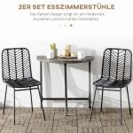 Matsalsstolar Köksstolar Svart av Stål och Rottinglook för Modernt Boende Set om 2 med Ryggstöd Robust Design 44 x 58 x 85 cm