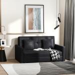 Bäddsoffa 2-Sits Soffa Kolgrå av Polycotton och Trä för Vardagsrum med Sängfunktion och Förvaringsutrymme Bekväm 152 x 101 x 81 cm