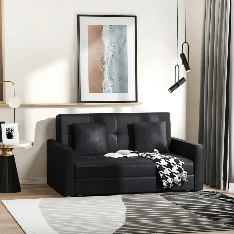 Bäddsoffa 2-Sits Soffa Kolgrå 152 x 101 x 81 cm