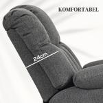 TV-Fåtölj Liggfåtölj Mörkgrå av Tyg och Metall för Seniorer Elektrisk med Ståhjälp och USB Port Fjärrkontroll