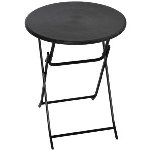 Runt Hopfällbart Trädgårdsbord, Praktiskt Matbord i Trälook, Smidigt Extrabord för Balkong, Mörkgrå, 60 cm