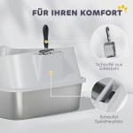 Kattlåda i Rostfritt Stål med Hög Kant Grå Metall för Katter Upp till 7 kg Hygienisk och Luktfri Öppen Toalett med Spade Hållbar och Lättstädad 60 cm