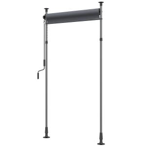 Vertikal Markis Balkonggardin Mörkgrå av Polyester och Metall för Trädgård Väderbeständig Balkongskyddsskärm med Vev 150 x 220-310 cm