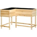 Upphöjd Odlingsbänk med Bevattning, Planteringslåda i Trä med Tyginsats, Ergonomisk Odling för Trädgård, Natur, 122 x 91 x 81 cm