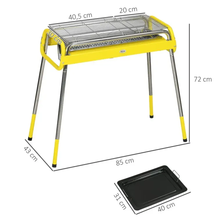 Kolgrill Bbq Grill Silver av Rostfritt Stål Fällbar 2