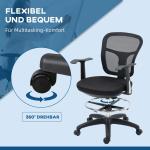 Kontorsstol Datorstol Svart av Mesh och Metall för Kontor och Hemmakontor Ergonomisk med Armstöd och Fotstöd Justerbar Höjd 95-115 cm