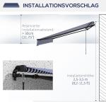 Vikarmsmarkis Altanmarkis Blå Vit av Tyg och Metall för Uteplats UV30+ Solmarkis med Handvev Vattentät 350 x 300 cm