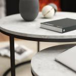 Soffbordset, 2 Runda Häckningsbord, Industriell Design, Metallstomme, Betonglook/Svart