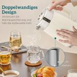Frukostset Vattenkokare och Brödrost Retro Gräddvit Rostfritt Stål för Kök Snabbkokning och 7 Rostningslägen 1,7 Liter 2200W