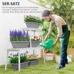 Blomkrukor Planteringskrukor Set med 5 Grå av Plast för Inomhus och Utomhus Stapelbara Krukor 59 x 21 x 16 cm