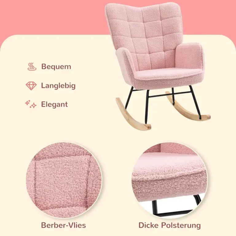 Gungstol i Retrodesign med Berberfleece Rosa