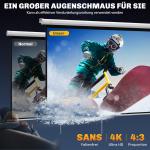 Projektorduk, 4:3, HD 4K, Hemmabio, Plast och Metall, 171 x 128 cm (84 tum)
