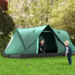 Campingtält Tunneltält Armygrön Svart av Polyester för 5-6 Personer Kupoltält med Pinnar Rymlig Design 4,55 x 2,3 x 1,8 m