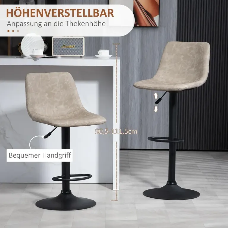 Barstolar Bistropallar Beige av Konstläder och Metall Set