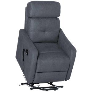 Elektrisk TV-Stol med Uppresningshjälp, Bekväm Relaxfåtölj i Tyg, Justerbar Liggfunktion för Seniorer, Grå, 71 x 94 x 104 cm