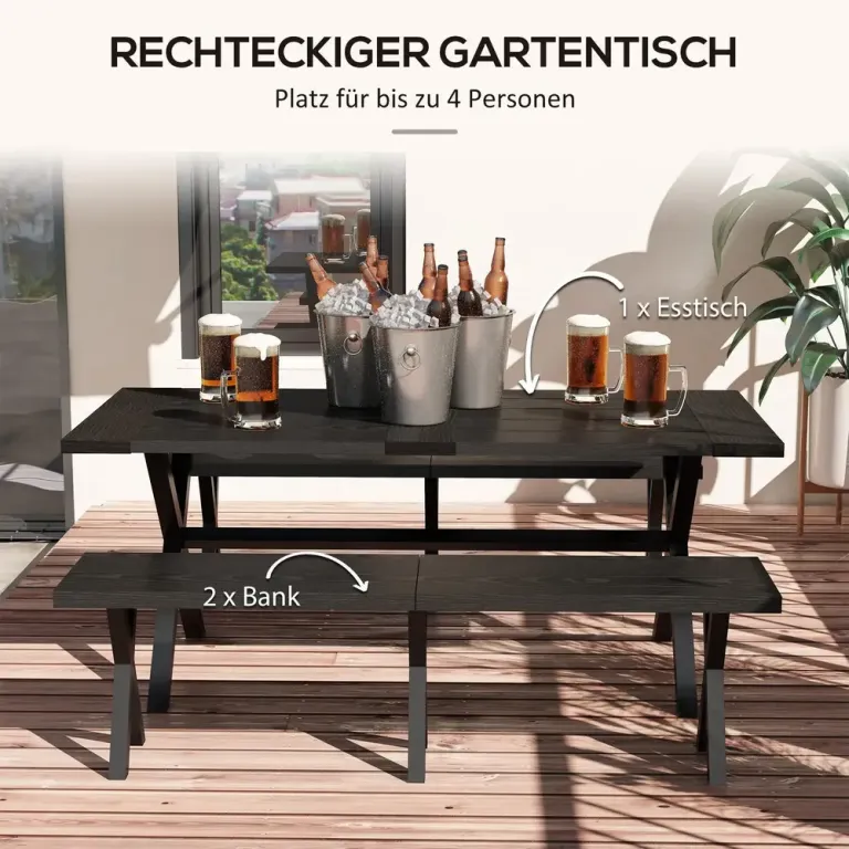 Öltältset Trädgårdsmöbler Svart av Trälook 180 x 80 x 73 cm