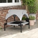 Hundsäng Husdjurssäng Förhöjd Säng med Kapell Ljusgrå av Oxford Tyg och Metall för Hundar Andningsbar Säng med Tak 76 x 61 x 69,5 cm