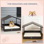 Hundkoja Rotting med Kuddar Hundsäng Husformat Utomhushundhus Stålstomme och PP Kaffebrun 98 X 69 X 73 Cm