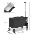 Kylskåpsvagn Serveringsvagn med Hjul Vit av Metall och Plast för Uteplats och Fest Mobil Kylbox med Flasköppnare 76 l