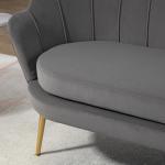 2-Sitsig Soffa i Sammet, Rymlig Loungesoffa med Mjuka Kuddar, Elegant Tygsoffa för Vardagsrum, Grå, 133 x 63 x 75 cm