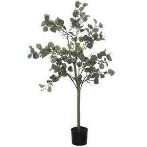 Konstgjord Växt Eukalyptus Konstträd i Kruka Grön av Plast och Cement för Vardagsrum och Kontor Naturtrogen Dekoration Höjd 150 cm