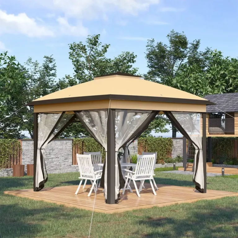 Trädgårdspaviljong Pop-up Partytält Beige 3,3 x 3,3 m