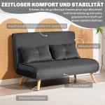 2-sits Bäddsoffa med Justerbart Ryggstöd, Tygklädsel och Metallram, Grå