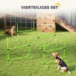Agilityhinder Hund 4 Delar Grön Plast för Träning Justerbar Hoppställning med Väska 99x65x94 cm