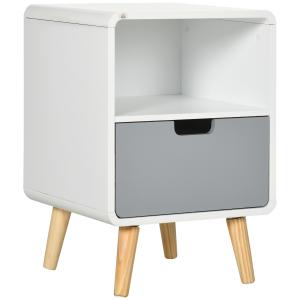 Sängbord i Skandinavisk Design med Stor Låda, Vattentät, Vit, 40 x 38 x 58 cm