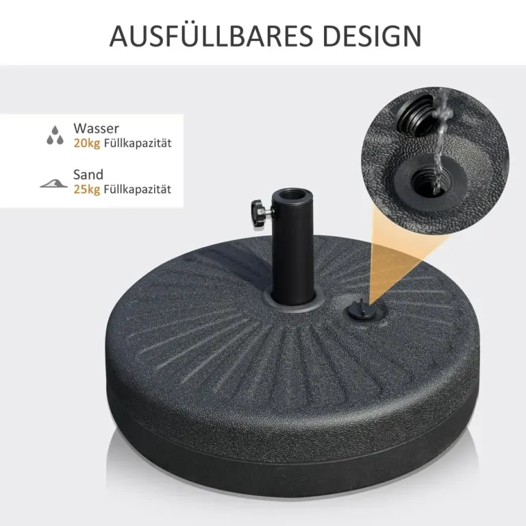 Rund Parasollfot i Cement Parasollstativ 51 cm