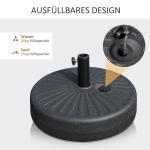 Rund Parasollfot i Cement, Stabilt Paraplystativ för Trädgårdsparasoll, Passar Stångdiameter 38-48 mm, Svart, 51 cm, 22 kg