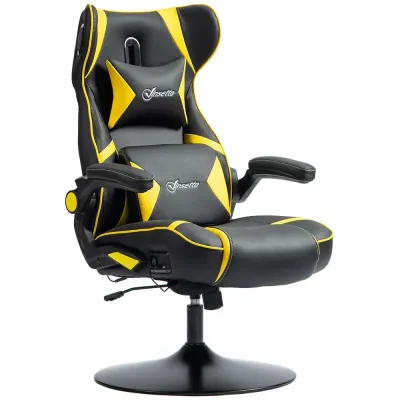 Gamingstol Datorstol Svart Gul av Konstläder och Metall