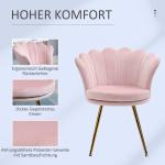 Fåtölj Loungestol Lotusformad Design Rosa av Sammetslook och Metall för Vardagsrum och Sovrum Stoppad Stol