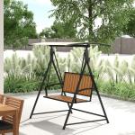 Hammock Trädgårdsgunga 2-Sits Svart av Tyg ve Metall för Trädgård ve Terrass Väderbeständig Gungbänk 240 kg 142 x 112 x 162 cm