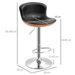 Köksbarstol 2-Pack Höj- och Sänkbar Vridbar med Fot- och Ryggstöd Konstläder upp till 120 Kg Svart 46 X 53,5 X 85-106 Cm